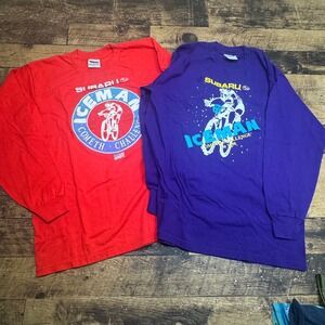 Subaru Iceman Challenge Long Sleeve T Shirt Red & Purple Lot o Mens Large 2